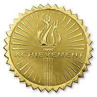 Deluxe Embossed Achievement Torch Certificate Seals, 102 Count (Gold)