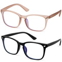GEKKALE Blue Light Blocking Computer Glasses Square Nerd Eyeglasses Frame Anti Eye Strain Headache Computer Reading Glasses UV400 Transparent Lens, 2 Pack