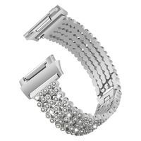 UKCOCO Sparkling Rhinestone Smartwatch Strap Replacement Bracelet Adjustable Wristband Bling Watchband Fit for Fitbit Ionic (Silver)