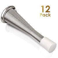 Door Stopper, 12 Pack Door Stop Wall, 2019 Upgraded Flexible Heavy Duty Screw-in, Childproof, RustProof, Noise Cancellation, 3 ⅛" Spring Door Stoppers, Protect Doors & Wall from Damage,Brushed Nickel