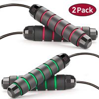 Jump Rope Tangle-Free with Ball Bearings Rapid Speed Skipping Rope Cable, Adjustable Jumping Ropes with 6" Memory Foam Handles for Men, Women and Kids - 2 Pack