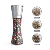 Fsdifly Original Stainless Steel Salt or Pepper Grinder - Tall Salt or Pepper Shakers with Adjustable Coarseness - Salt Grinders or Pepper Mill Shaker （Single Package） (B)