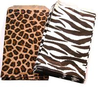 5" x 7", Cheetah/Zebra Combo (50 Bags) Flat Plain Paper or Patterned Bags for candy, cookies, merchandise, pens, Party favors, Gift bags