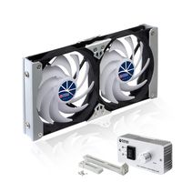 TITAN- 12V/ 24V DC 90mm Multi-Function Rack Mounted Double Refrigerator Side Vent Fan with Speed Controller for RV, Motorhome, Caravan- TTC-SC09TZ(A)