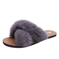 ZOMUSAR Shoes for Ladies, Slippers Autumn Casual Shoes Female Flat Bottom Slip Open Toe Female Sandals Gray