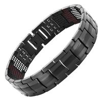 YISHENGTONGBAO Men's Health Magnetic Bracelet for Men Silver Plated Pure Titanium Bangle Magnetic Ion Germanium Far Infar Red Bracelets,E