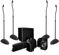 Polk Audio TL1600 5.1-Channel Home Theater System Bundle with Sanus HTB3-B1 Adjustable Speaker Stand (2-Pair) - Black