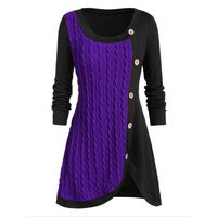 Tsmile Women Plus Size Sweater Novelty Waffle Knit O-Neck Long Sleeve Ribbed Botton Asymmetric Tunic Coat Outwewar