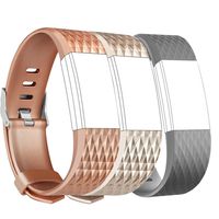 Amzpas for Fitbit Charge 2 Bands, 3 Pack, Small Large Adjustable Replacement Accessory Wristbands Bracelet for Fitbit Charge 2 Women & Men (#Special:Bronze+Champagne+Gray, Large)