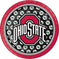 Club Pack of 96 Red and Black Ohio State University Disposable Luncheon Plates 7"
