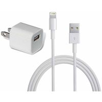 Apple White USB Travel Cell Phone Wall Charger Adapter with 8-pin Lightning Cable MD818ZM/A for iPad/iPhone 5/ 5C/ 5S/ 6/6+/ iPod Touch (Renewed)
