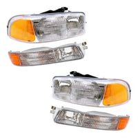 Aftermarket Replacement 4 Pc Set Headlights & Signal Marker Lamps Compatible with 1999-2007 Sierra Pickup Truck Replaces 15199560 15199561 15850351 15850352