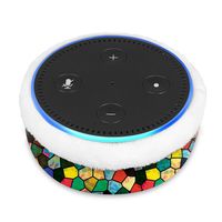 Fintie Protective Case for Amazon Echo Dot (fits All-New Echo Dot 2nd Generation) - Premium Vegan Leather Sleeve Cover Plush Lined Holder Stand, Stained Glass