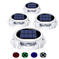 Mitcien 4 Pack Solar Deck Lights Driveway Dock Lights Outdoor Waterproof LED Solar Powered - Solar Ground Disk Lights for Pathway Step Stair Lawn Garden Yard In-Ground(RGB Color)