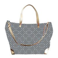 Mary Square 23"x15" Navy Diamonds Crossbody Tote, Navy, Navy