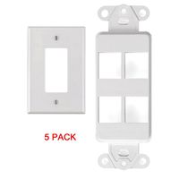 White 4 Port Decora Keystone Snap-in Jack Modular Wall Insert Cover Plate (5/pk)