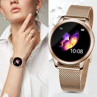 SmartDaily Gold Smart Watch for Women, Color Touch Screen Ladies Smartwatch Waterproof IP68, Activity Fitness Tracker with Heart Rate, Pedometer, Calories for Aandroid and iPhone