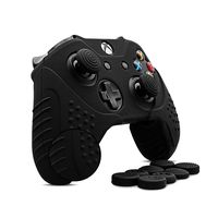 CHINFAI Xbox One S/X Controller Grip Skin Anti-Slip Silicone Protective Cover Case for Xbox 1 Controller with 4 Set Thumbstick Caps (Black)