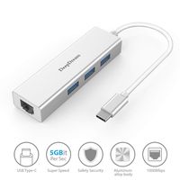 Configear Type C Adapter to RJ45 Gigabit Ethernet with 3 Ports USB 3.0 Hub for MacBook, Surface Pro, Notebook, USB Flash Drives, Desktop PC