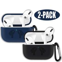 ADWLOF Compatible for AirPods Pro Case, Wireless Charging Supporting, Shockproof Protective Silicone Cover Skin for AirPods Pro Charging Case Series 3,Black&Dark Blue