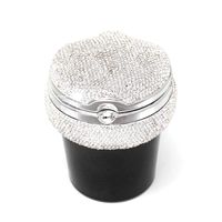 Carrfan Car Ashtray, Bling Crystal Diamond Portable Smokeless Stand Cylinder Cup Holder with Cool Blue Led Light Indicator (White)
