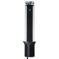 AHYUAN Retractable Pop up USB Power Socket Outlet 5 US Plug and 2 USB Ports for Office/Kitchen/Conference Room Home Decoration (5-Outlet with 2 USB Ports)