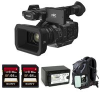 Panasonic HC-X1 4K Ultra HD Professional Camcorder (Black). 2 64GB 94MB/s, Wasabi Battery, Camcorder Backpack