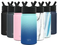 Simple Modern 14 oz Summit Water Bottle with Straw Lid - Hydro Vacuum Insulated Tumbler Flask Double Wall Liter - 18/8 Stainless Steel Ombre: Pacific Dream