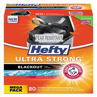 Hefty E84545 Ultra Strong BlackOut Tall-Kitchen Drawstring Bags 13-gal 0.9-mil, 23.7524.88 BLK 80/BX