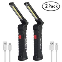 2Pack COB LED Work Light YOUYOUTE USB Rechargeable Magnetic LED Light COB 360°Rotate 5 Lighting Mode+Magnetic Base+Swivel Hook Water-Resistant Portable Inspection Work Light (2Pack Light Size L)