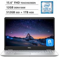2019 Newest Dell Inspiron 15.6" Full HD LED-backlit Touchscreen Laptop, Intel Core i5-8265U Processor up to 3.9GHz, 12GB RAM, 512GB M.2 SSD + 1TB HDD, Backlit Keyboard, Wireless-AC, Windows 10, Silver