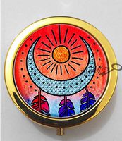 BlackKey Sun and Moon Space Nebula Pattern 3-Compartment Decorative Pocket Gift Box Case Organizer for Pill, Color 2 -972