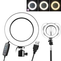 Fill-in Light Ring LED Photography Selfie Light Photo Lamp Table Mini Tripod Lights 3 Colors Adjustable Brightness USB Powered(Universal 1/4 Screw Hole for Tripod, Tripod NOT Included)