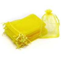Dealglad 100pcs Drawstring Organza Jewelry Candy Pouch Party Wedding Favor Gift Bags (3x4", Yellow)
