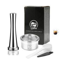 MG Coffee Stainless Steel Reusable Capsules Metal Permanent Coffee Pods Holder Compatible for Lavazza Espresso Capsules Coffee Machine Make Crema,with Tamper