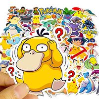 Cute Pokémon Stickers for Water Bottles[50pcs] Pikachu Anime Monsters Cartoon Sticker for Laptop Bike Car Tumbler Guitar Motorcycle Bumper Luggage Skateboard Graffiti, Best Gift for Kids,Children,Teen