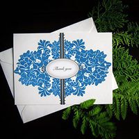 Signature Line Thank You Card (1 Folded Note Card + 1 Envelope) in White with Flocking | Rungtong & Co. Stationery Line