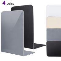 Jekkis Book Ends, 4 Pairs/8 Pieces Metal Bookends for Shelves, Heavy Duty Book Ends, Non-Skid Book Stopper for Heavy Books/Magazines/DVDs, 8" x 5.3" x 4"