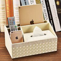 T-ZJHC Multi-Function Tissue Box Desktop Living Room Coffee Table Storage Box Remote Control, White Lightning Pattern