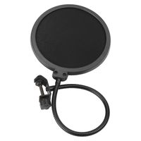 Pop Filter - Studio Double Round Shape Microphone Screen Pop Filter Double Layer Sound Shield Guard Wind Screen with Swivel 360 Degree Flexible Gooseneck Stabilizing Arm For Recordings, Broadcast