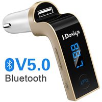 FM Transmitter, LDesign Bluetooth Wireless in-Car FM Radio Adapter Car Kit with Hand Free Call | Stereo 4 Modes Music Play | TF Card &U-Disk Reading Applicable for All Smart Phones -Gold