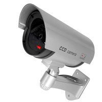 HOUTBY Simulated Silver Fake Dummy Security CCTV Camera Waterproof IR LED Light Outdoor Indoor Surveillance