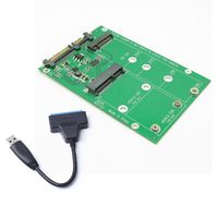 USB 3.0 7+15 Pin Hard Disk to mSATA & NGFF M.2 SSD 2 in 1 Combo Mini PCI- E Adapter Converter Reader Card with Cable