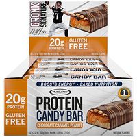 MuscleTech Gronk Signature Whey Protein Bar, 20g Protein, Nutrition for Sustained Energy, Naturally Flavored, Gluten Free, Chocolate Caramel Peanut, 12 Bars (12 x 60g)