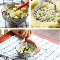 Fineday Potato Masher, Stainless Steel Potato Mashers Ricers Garlic Mud Pressure Puree Tool Food Masher Utensil Hand Masher for Smooth Mashed Potatoes, Vegetables and Fruits