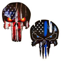 JumpyFire Skull Shaped & Stars and Stripes Flag Decal Stickers, Sniper Marines Army Navy Military Jeep Graphic Cars & Trucks Vinyl Car Decals with 5.9 x 4.3inch (C-Series)
