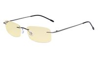 Eyekepper Computer Reading Glasses Blue Light Blocking-Flexible Rimless Readers Men Women Yellow Tinted,Gunmetal +1.50
