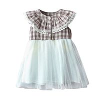 Girl Dress,Freesa O-neck Toddler Kids Baby Girls Outfits Clothes Plaid Tulle Wed Party Princess Dresses (2T-7T) Girls Plaid Panel Mesh Dress