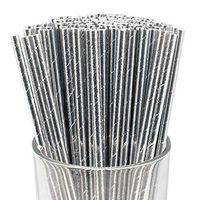 Just Artifacts 100pcs Premium Biodegradable Solid Paper Straws (Solid, Metallic Silver)