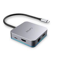 EQUIPD USB C Hub, Aluminum Type C Adapter with PD Charging Port, 4K HDMI Output, Gigabit Ethernet Port, 3 USB 3.0 Ports Compatible MacBook Pro 13" 15", MacBook Air 13", MacBook 12" and More - Grey